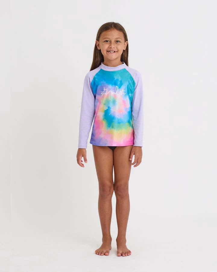 youth girls ls rashie tie dye