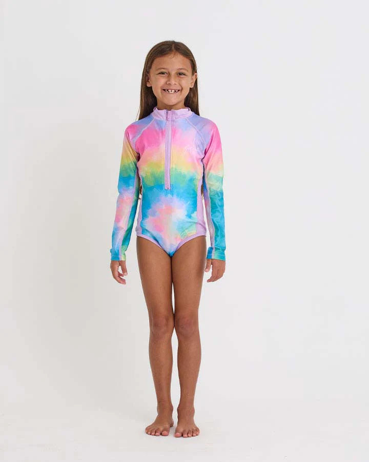 girls ls swimsuit tie dye