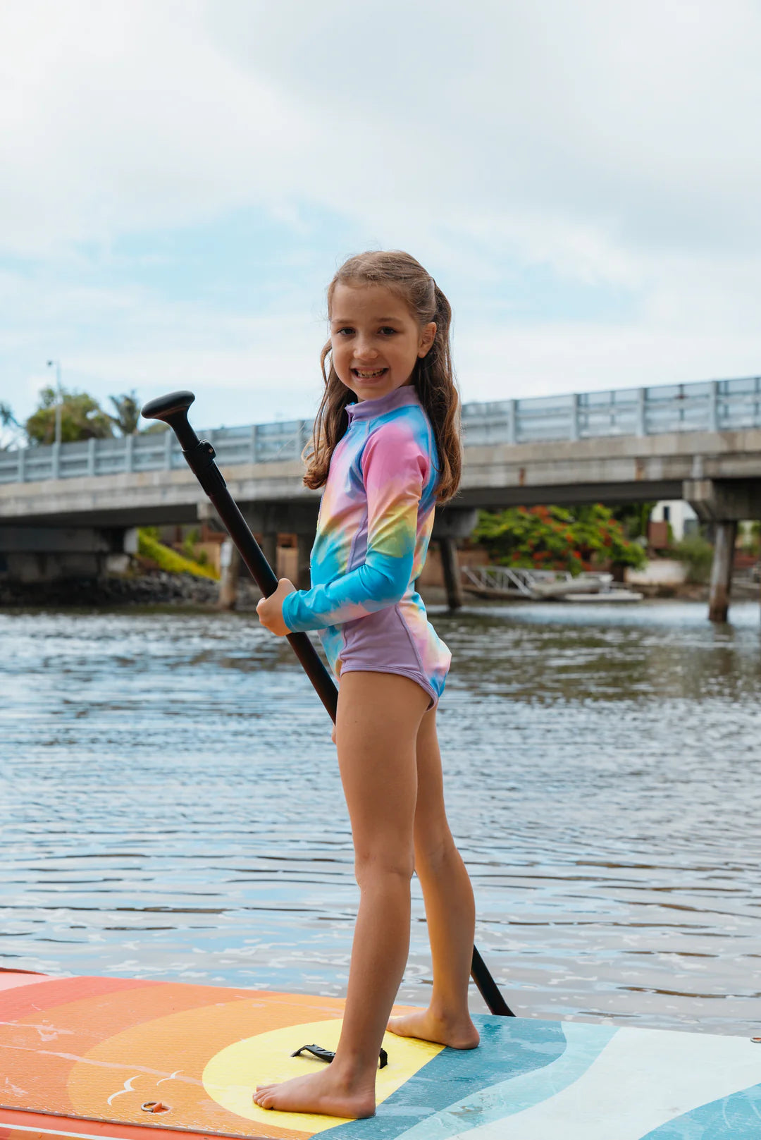 girls ls swimsuit tie dye