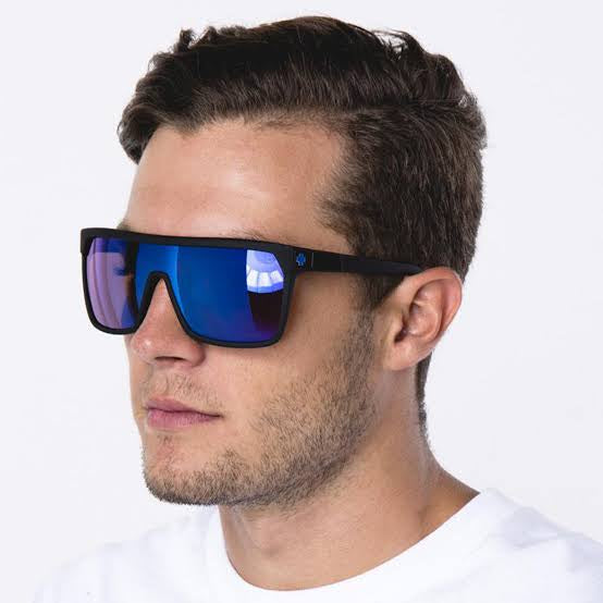 flynn sunglasses soft matte black w/ dark blue spectra mirror