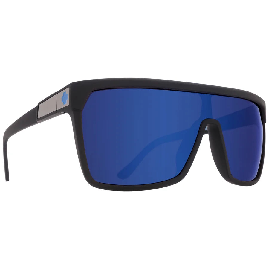 flynn sunglasses soft matte black w/ dark blue spectra mirror