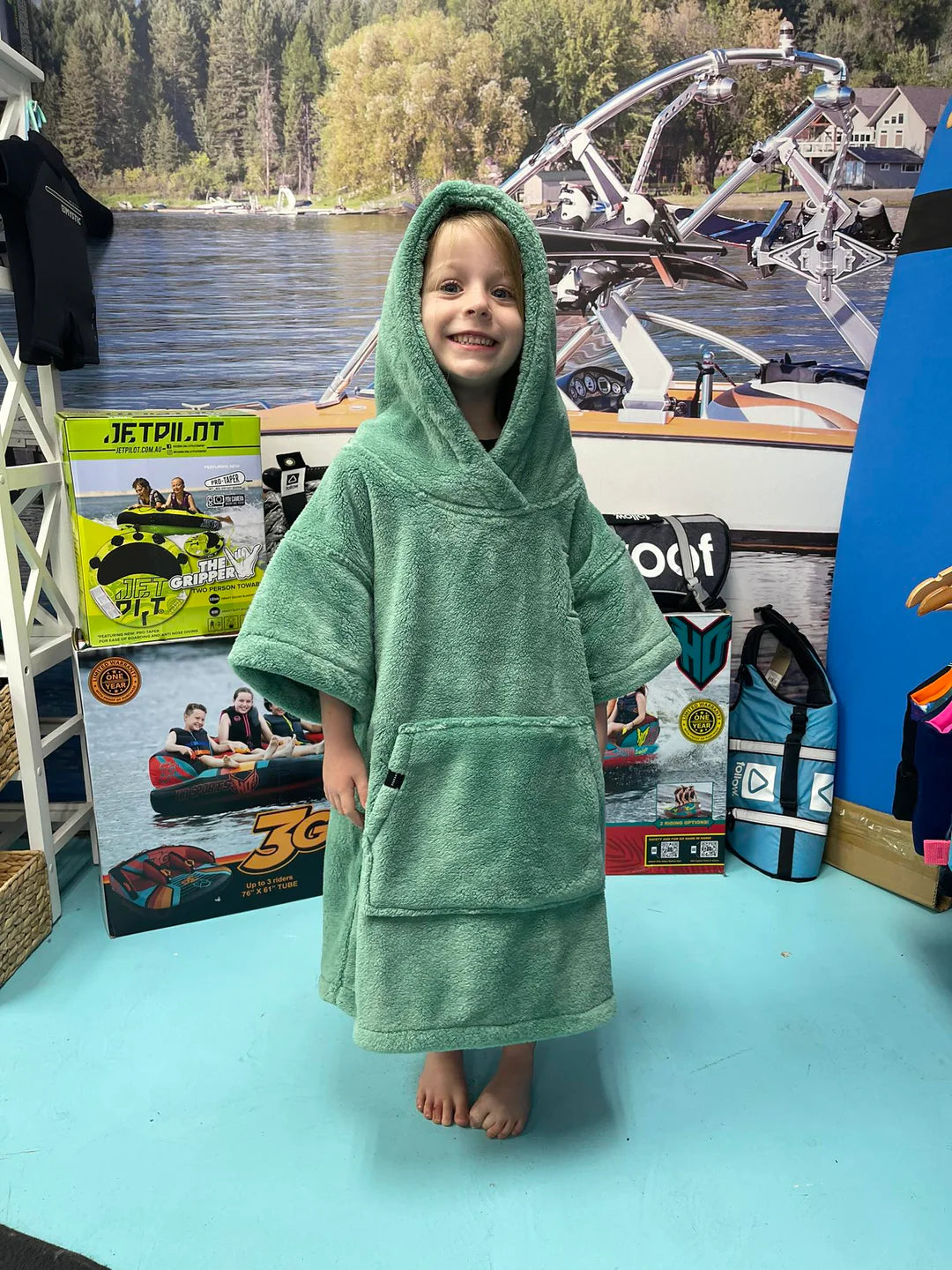 poncho teddy kids (sea salt green)