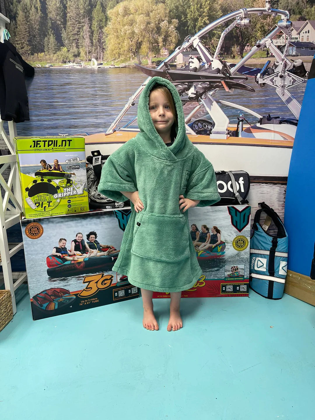 poncho teddy kids (sea salt green)