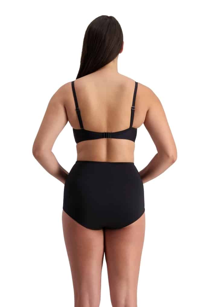 contours high waisted black gathered bikini pant