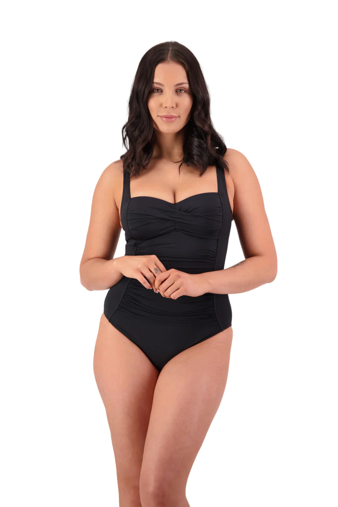 contours twist suit one piece swimsuit black